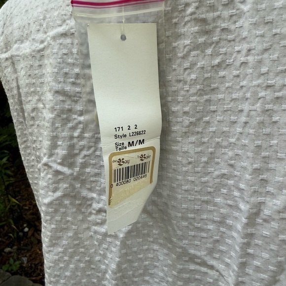 Mantles 100% Cotton White Floral Embroidered Button Down Flowy Midi Dress Medium - Picture 4 of 6